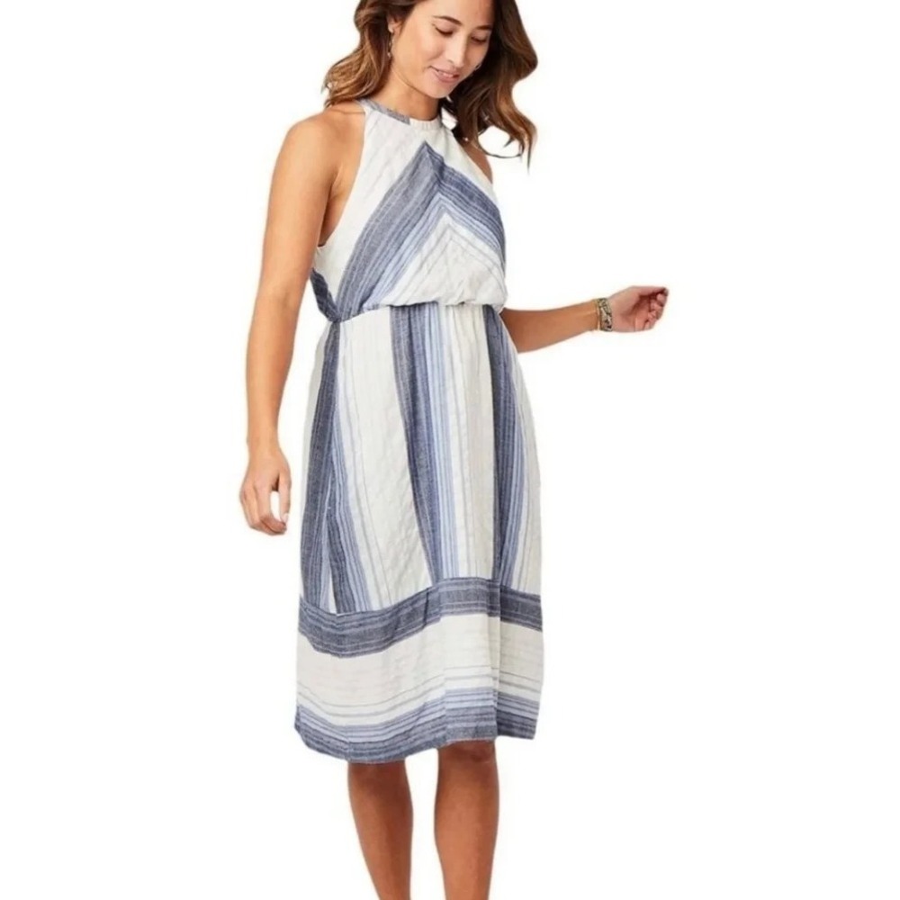 CARVE Designs Dress Mabel Organic Cotton Halter Midi Pockets Sustainable Sun - M